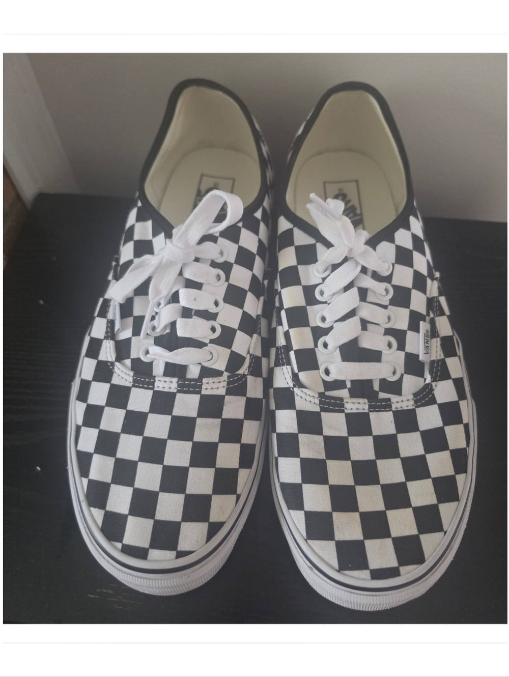 Vans Checkerboard Lace‑Up Sneakers – Black/White – Men’s 12 – EUC